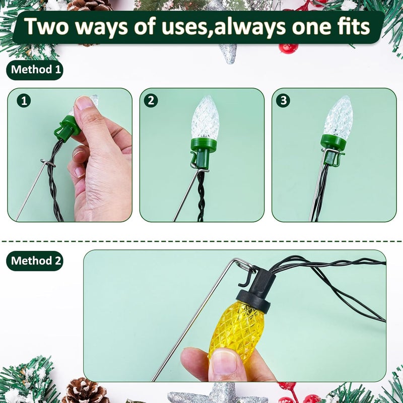 Wenfan 12 Inch Upgraded Metal Christmas Light Stakes 20 Pcs Christmas Yard Lights Stakes Universal Lawn Holiday Light Stake for C7 C9 String Lights Ground Stakes for Xmas Lights on Garden Driveway Pathway - Image 5